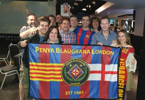 Oscar Escoda, president of the Federació Penyes Barcelonistes Illes Balears, at Penya Blaugrana London