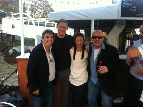 Jimmy Burns in company of Mark Bolton and Graham Hunter